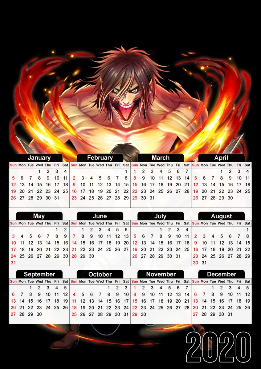  Eren Jaeger para A3 Photo Calendar 30x43cm