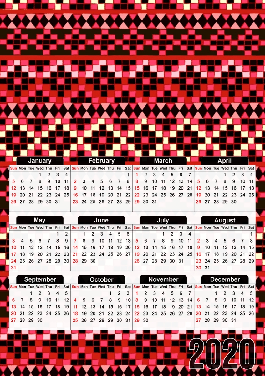  Aztec Pixel para A3 Photo Calendar 30x43cm