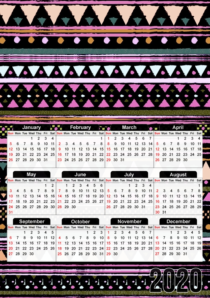  Ethnic Tribal para A3 Photo Calendar 30x43cm