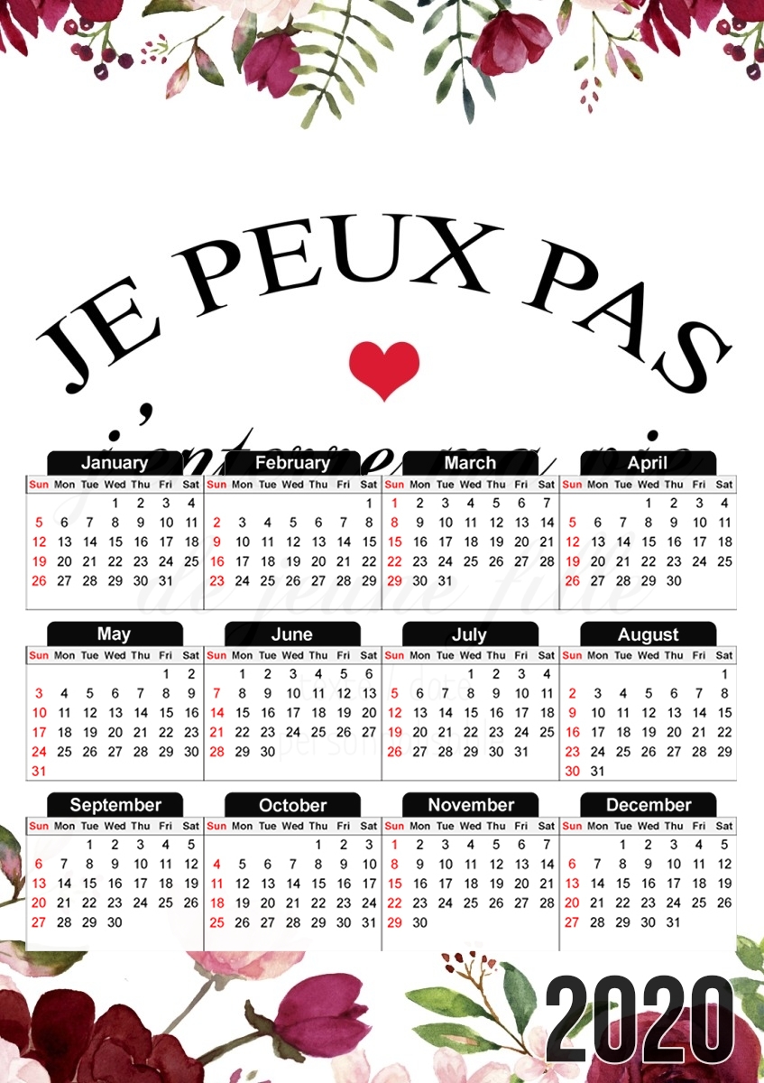  EVJF Cadeau enterrement vie de jeune fille para A3 Photo Calendar 30x43cm