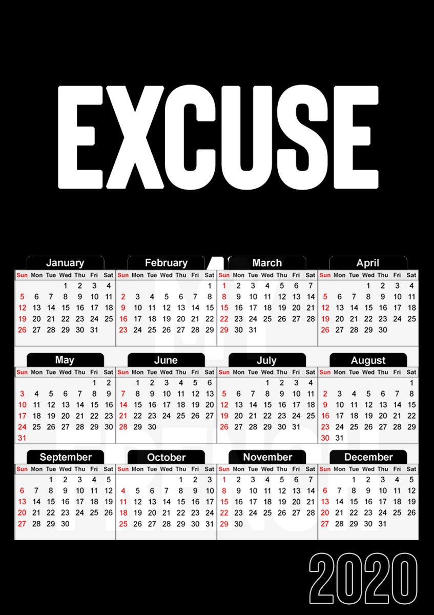  Excuse my french para A3 Photo Calendar 30x43cm