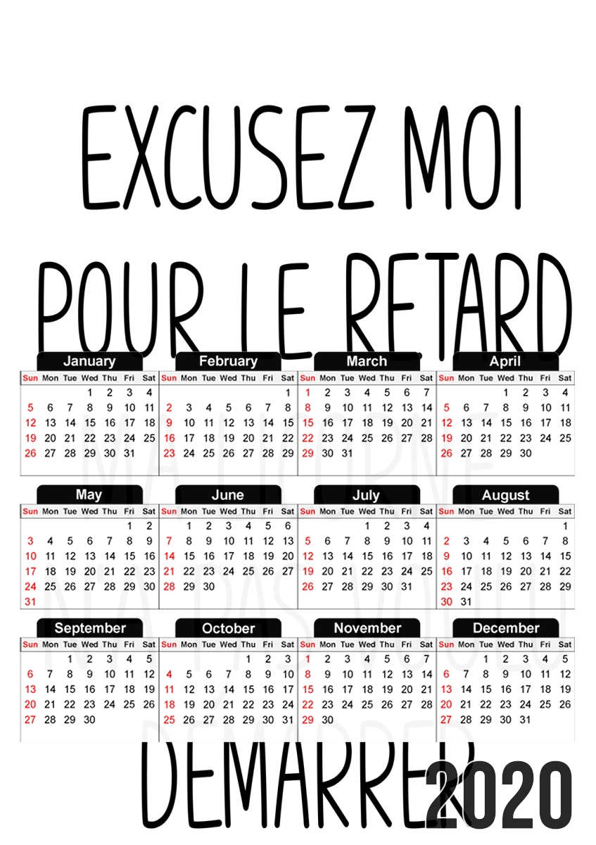  Excusez moi pour le retard ma licorne na pas voulu demarrer para A3 Photo Calendar 30x43cm