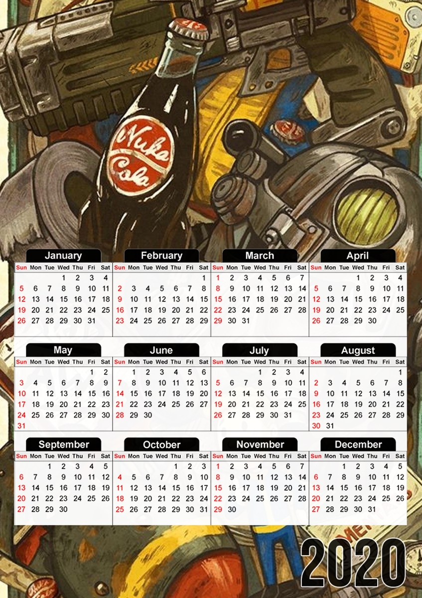  Fallout Painting Nuka Coca para A3 Photo Calendar 30x43cm