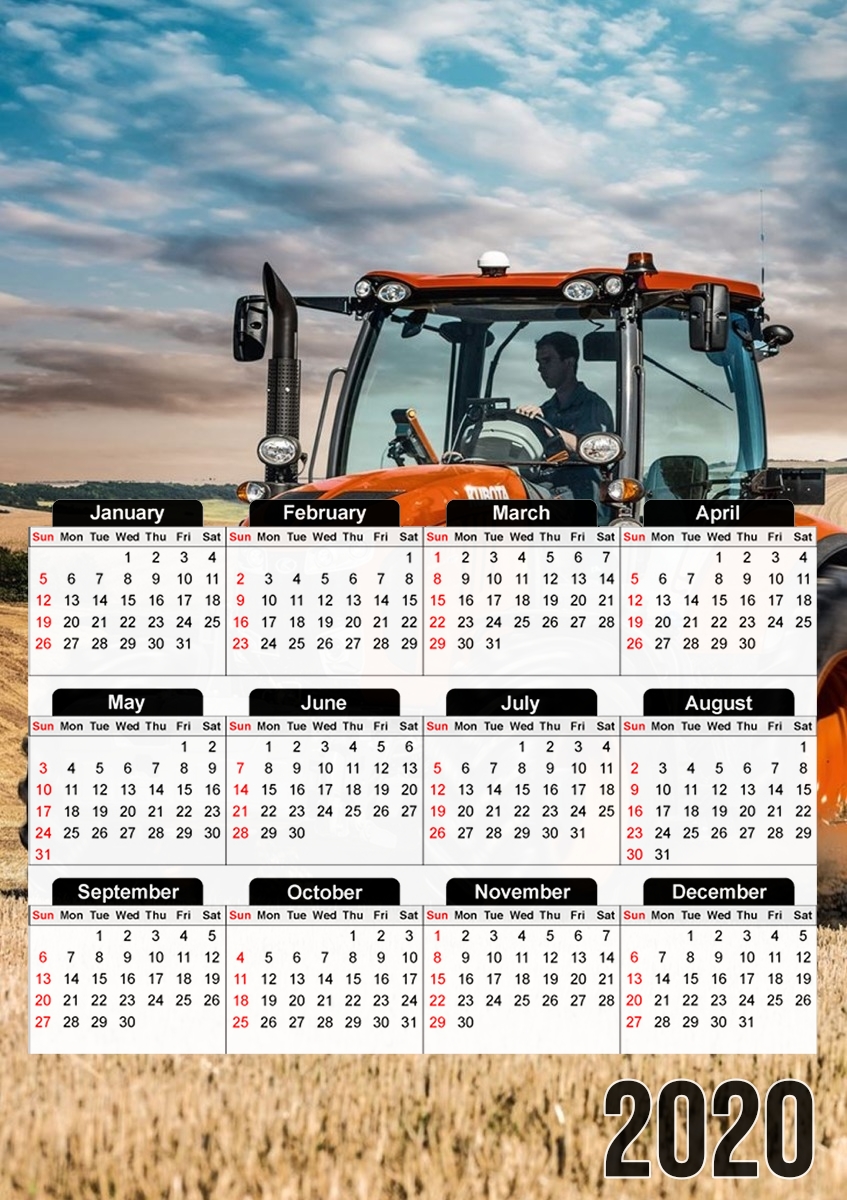 Farm tractor Kubota para A3 Photo Calendar 30x43cm