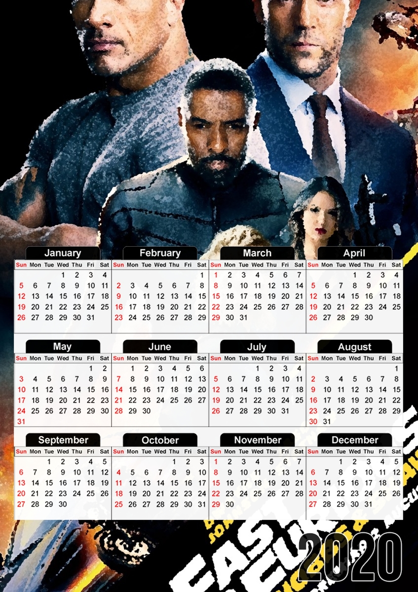  fast and furious hobbs and shaw para A3 Photo Calendar 30x43cm