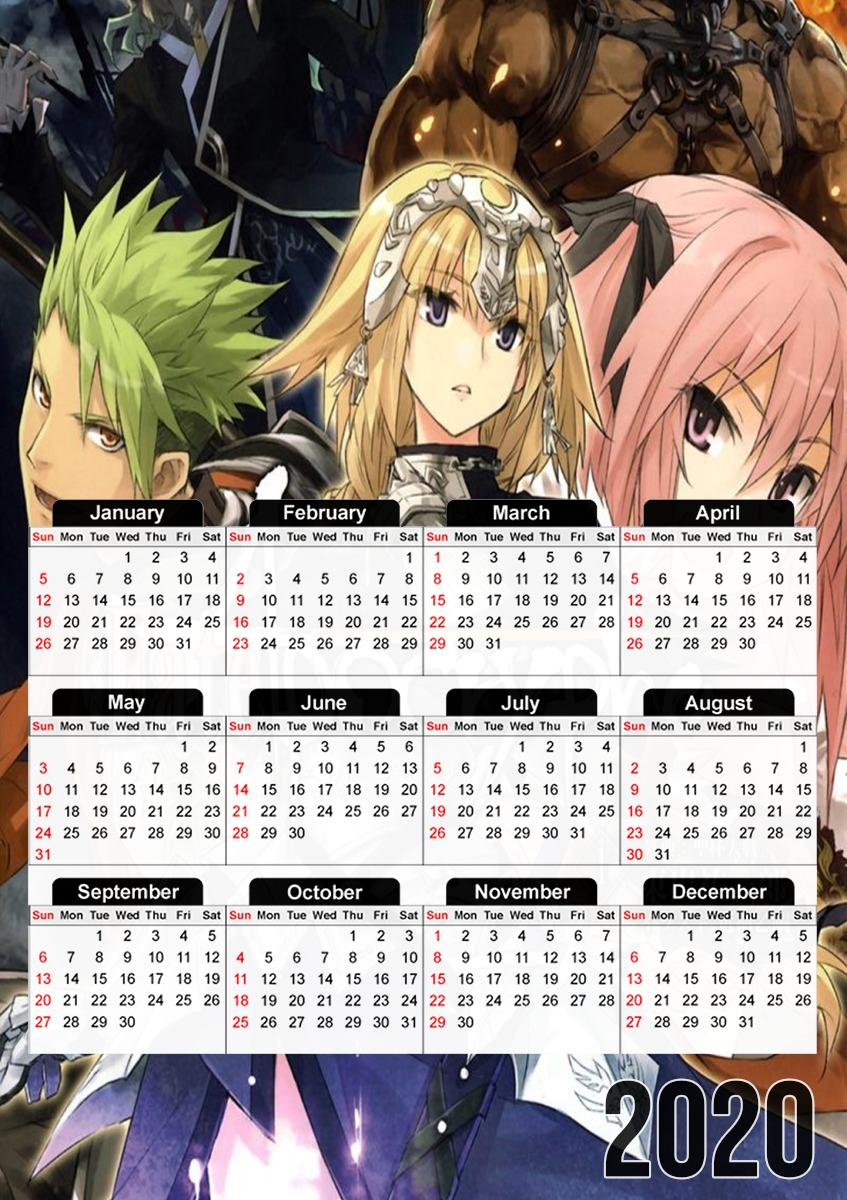  Fate Apocrypha para A3 Photo Calendar 30x43cm