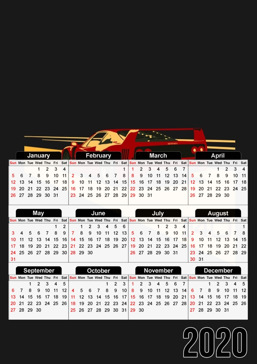  Ferrari F40 Art Fan para A3 Photo Calendar 30x43cm