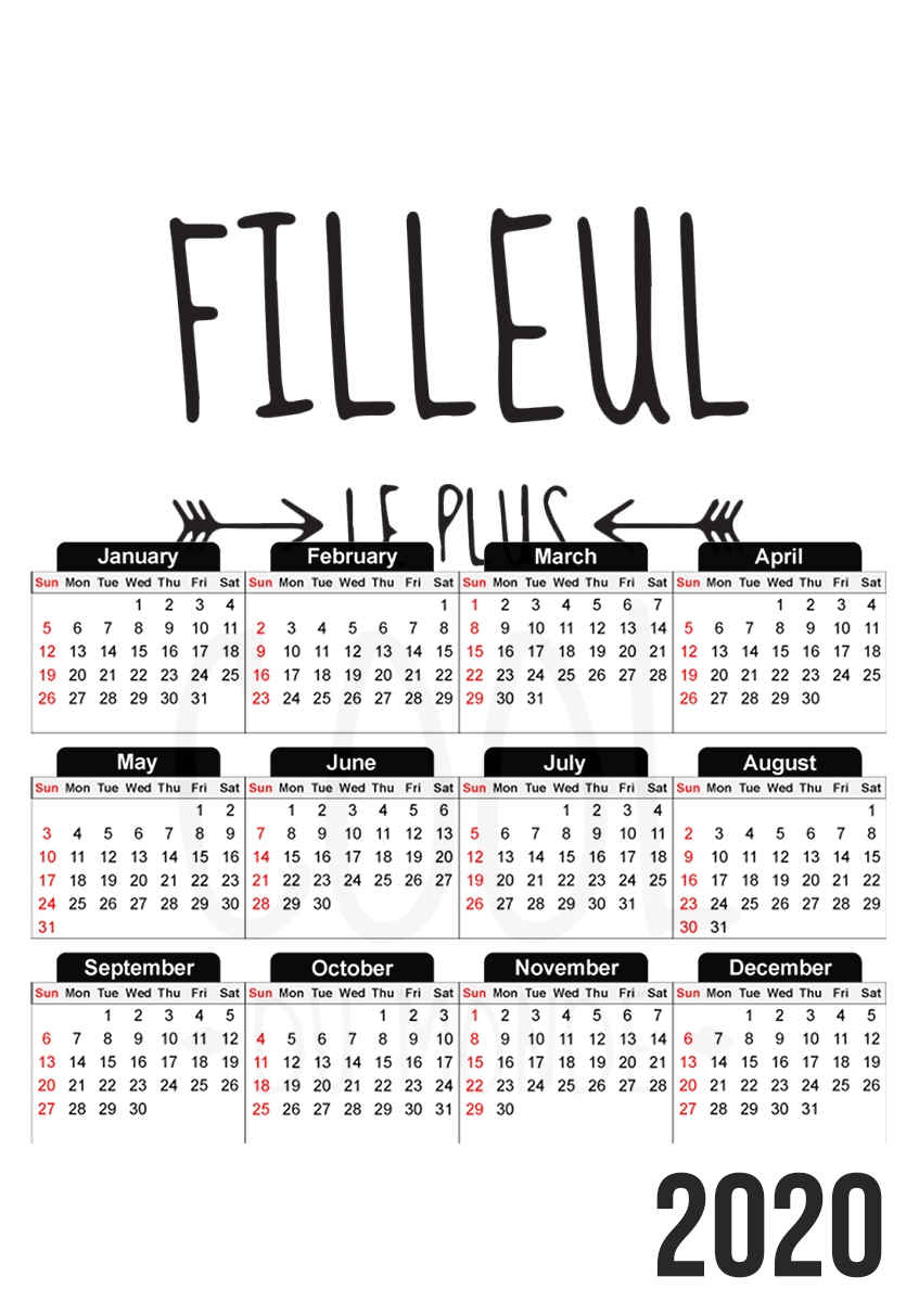  Filleul le plus cool para A3 Photo Calendar 30x43cm