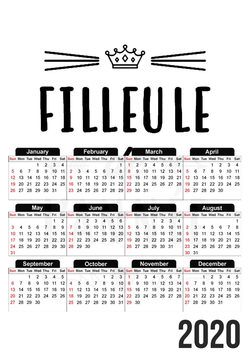  Filleule de lannee para A3 Photo Calendar 30x43cm