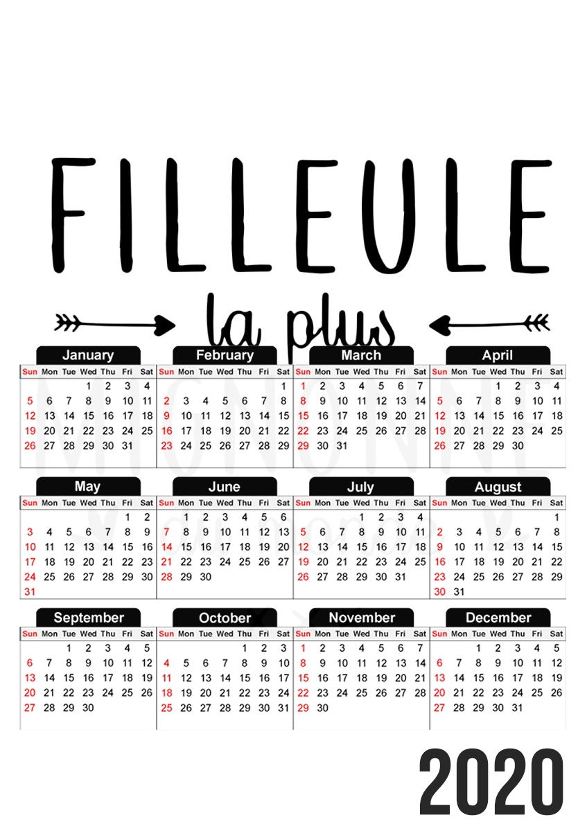  Filleule la plus mignonne du monde para A3 Photo Calendar 30x43cm