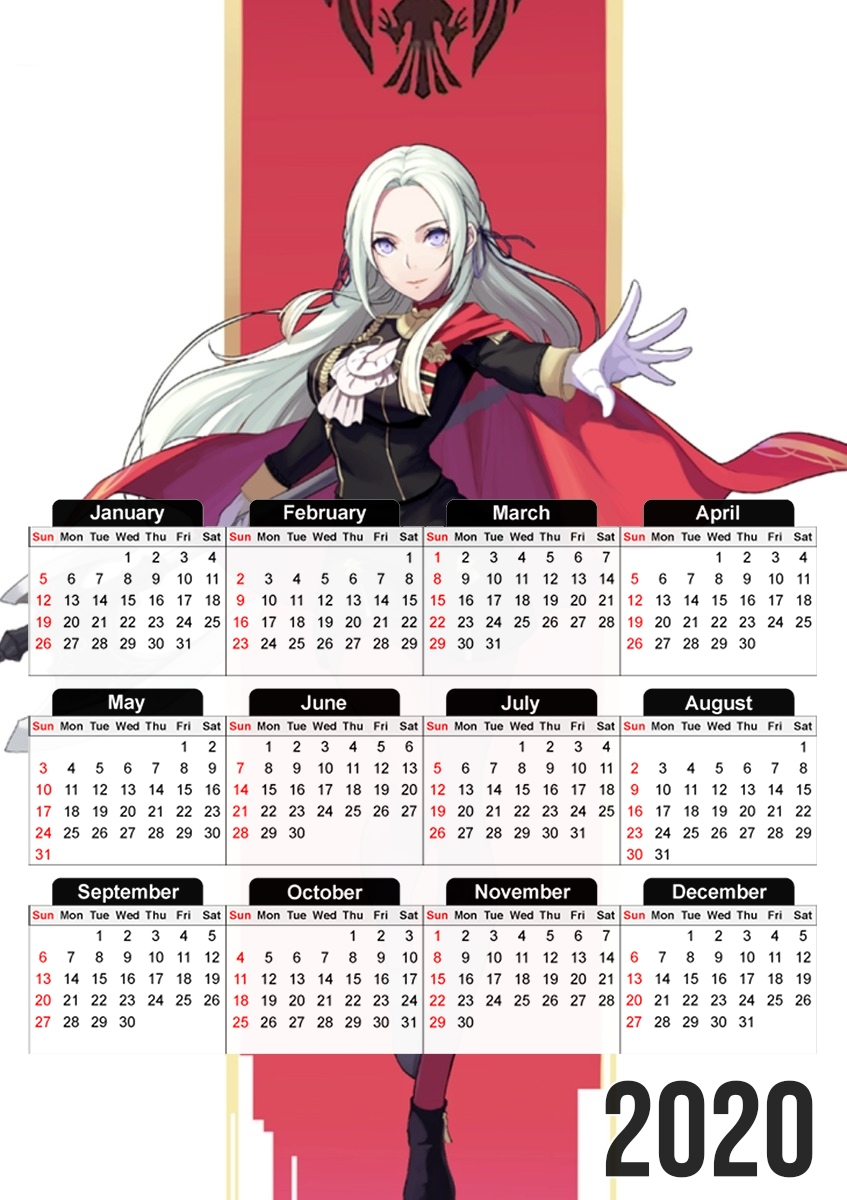  Fire Emblem Three Housses Edelgard Black Eagles para A3 Photo Calendar 30x43cm