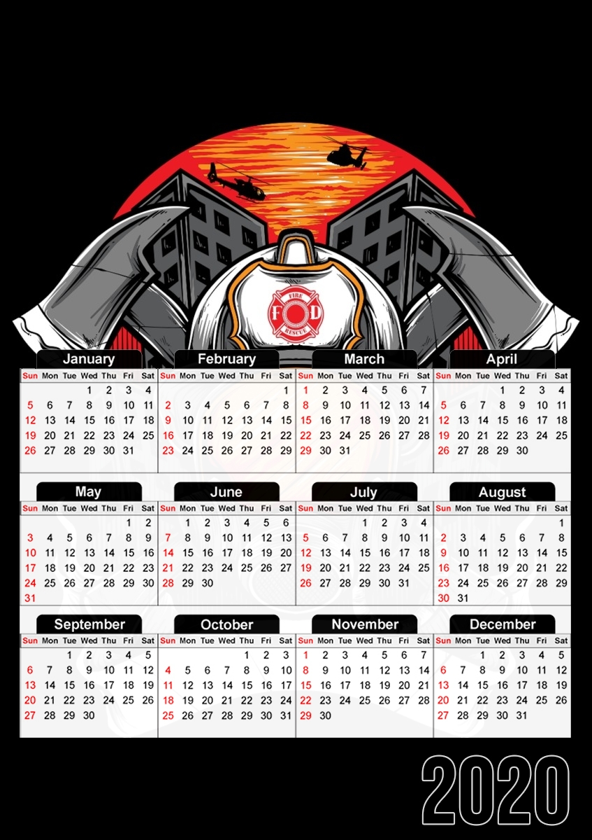  Fire Fighter Custom Text para A3 Photo Calendar 30x43cm