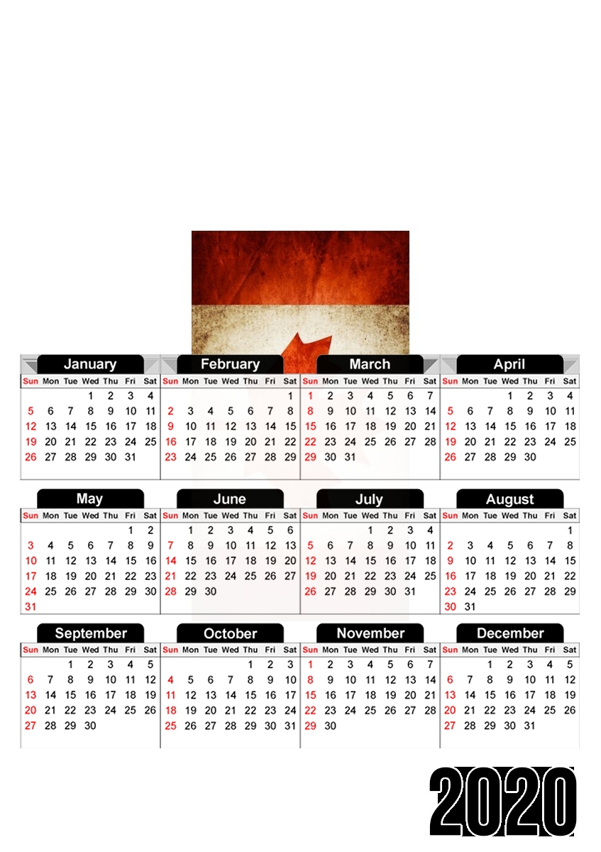  Canadian Flag Vintage para A3 Photo Calendar 30x43cm