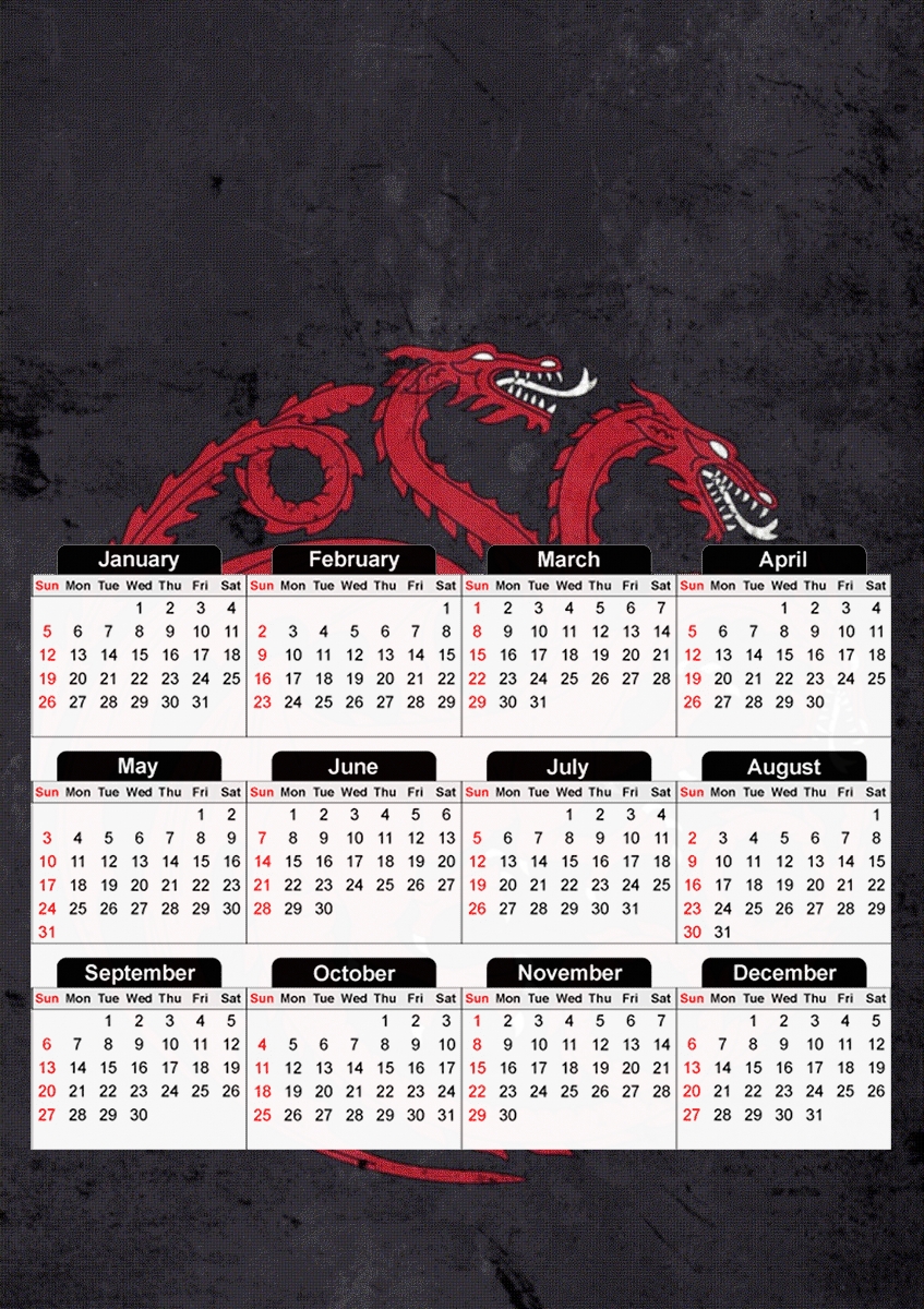  Flag Dragon House Red para A3 Photo Calendar 30x43cm