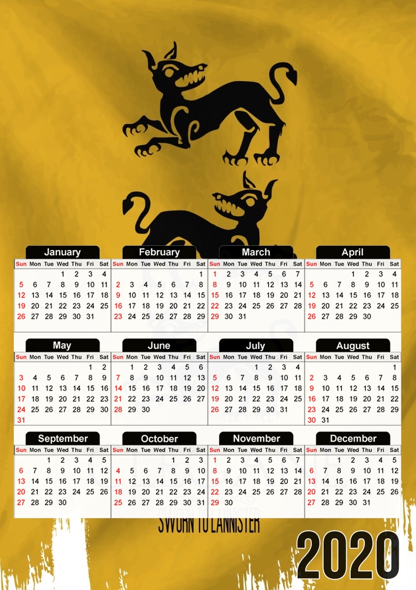  Flag House Clegane para A3 Photo Calendar 30x43cm