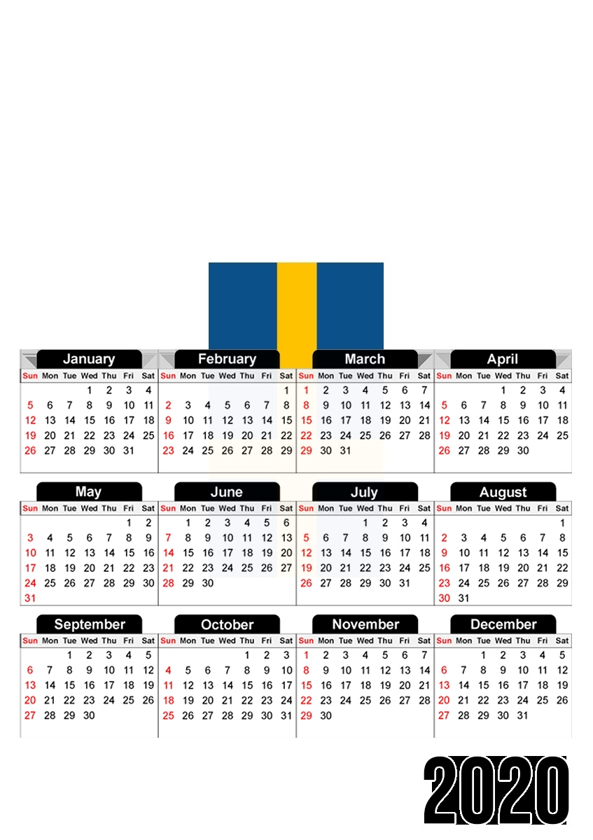  Bandera de Suecia para A3 Photo Calendar 30x43cm