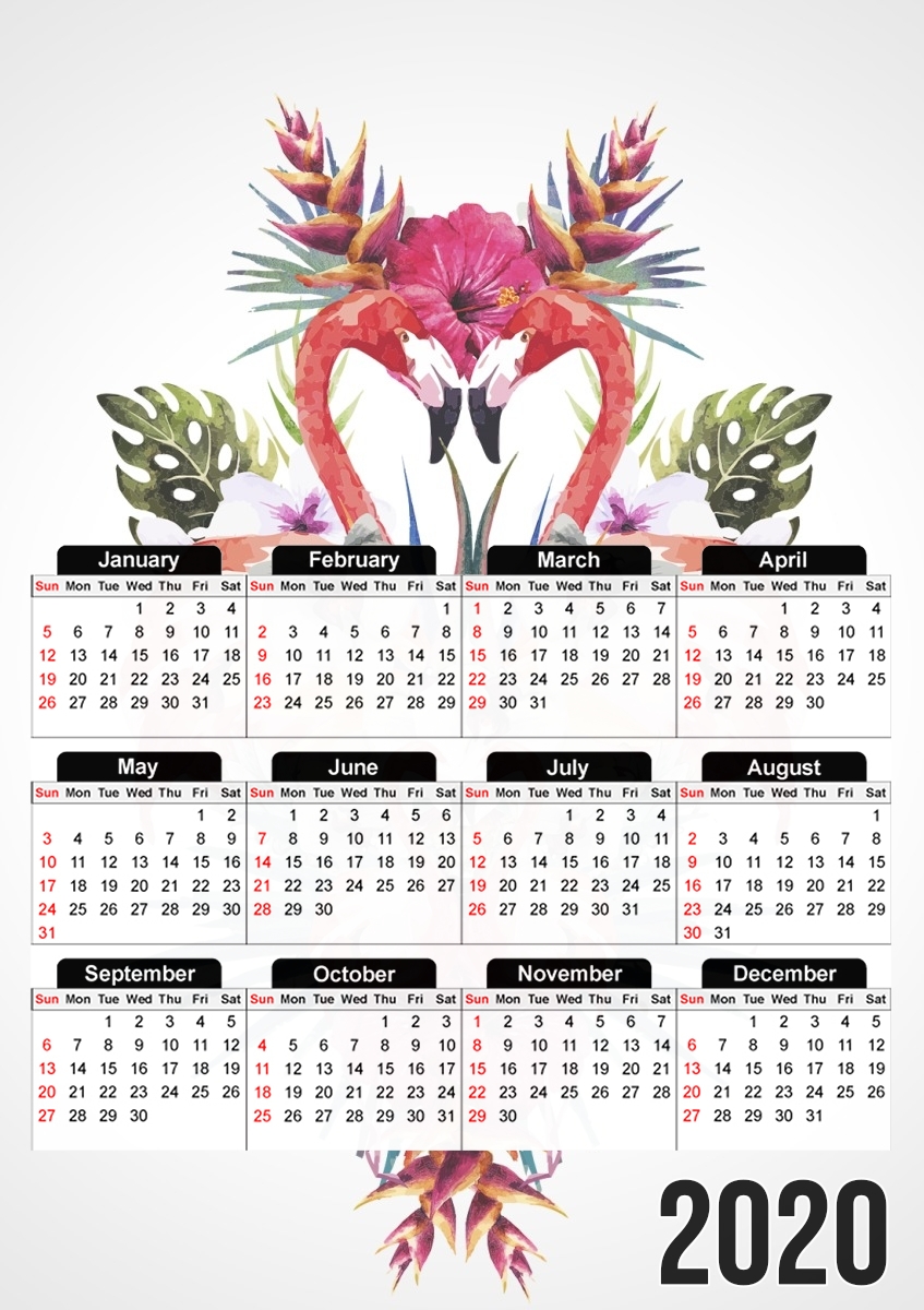  Flamingos Tropical para A3 Photo Calendar 30x43cm