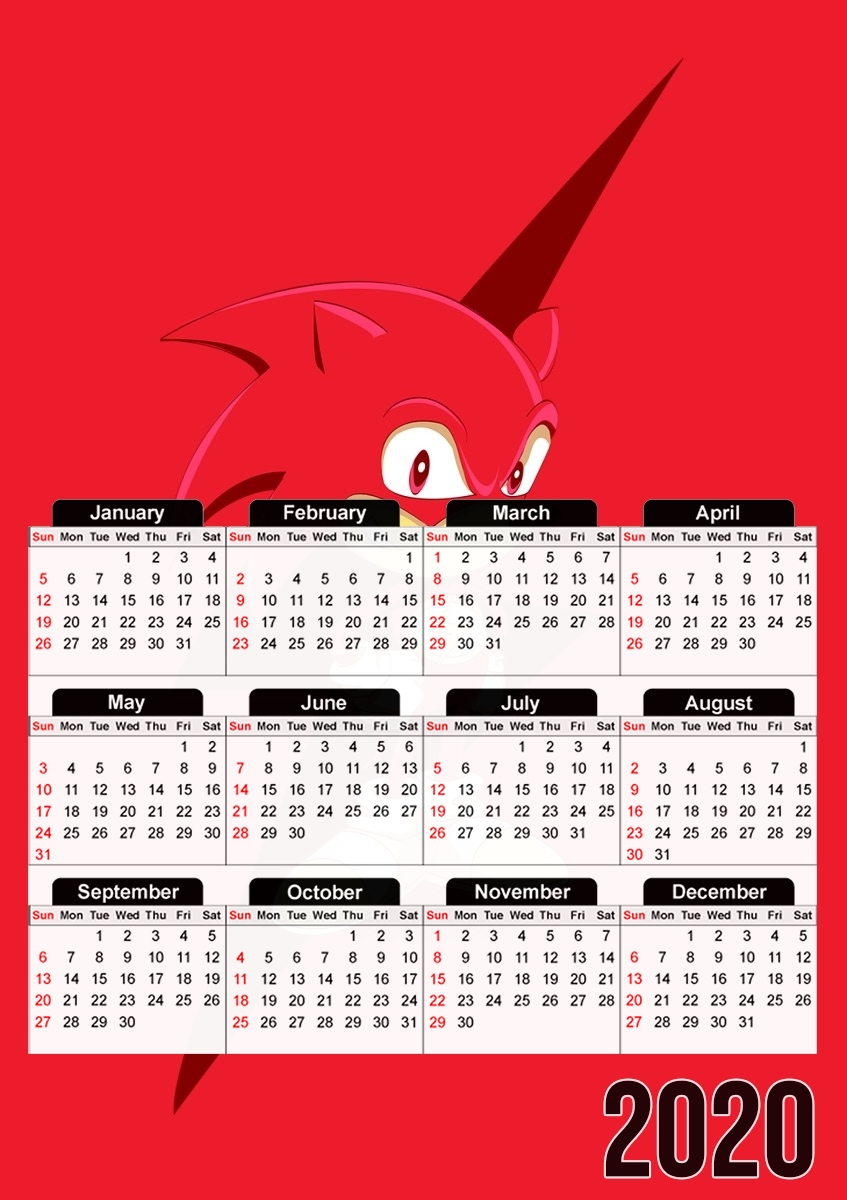  Flash The Hedgehog para A3 Photo Calendar 30x43cm