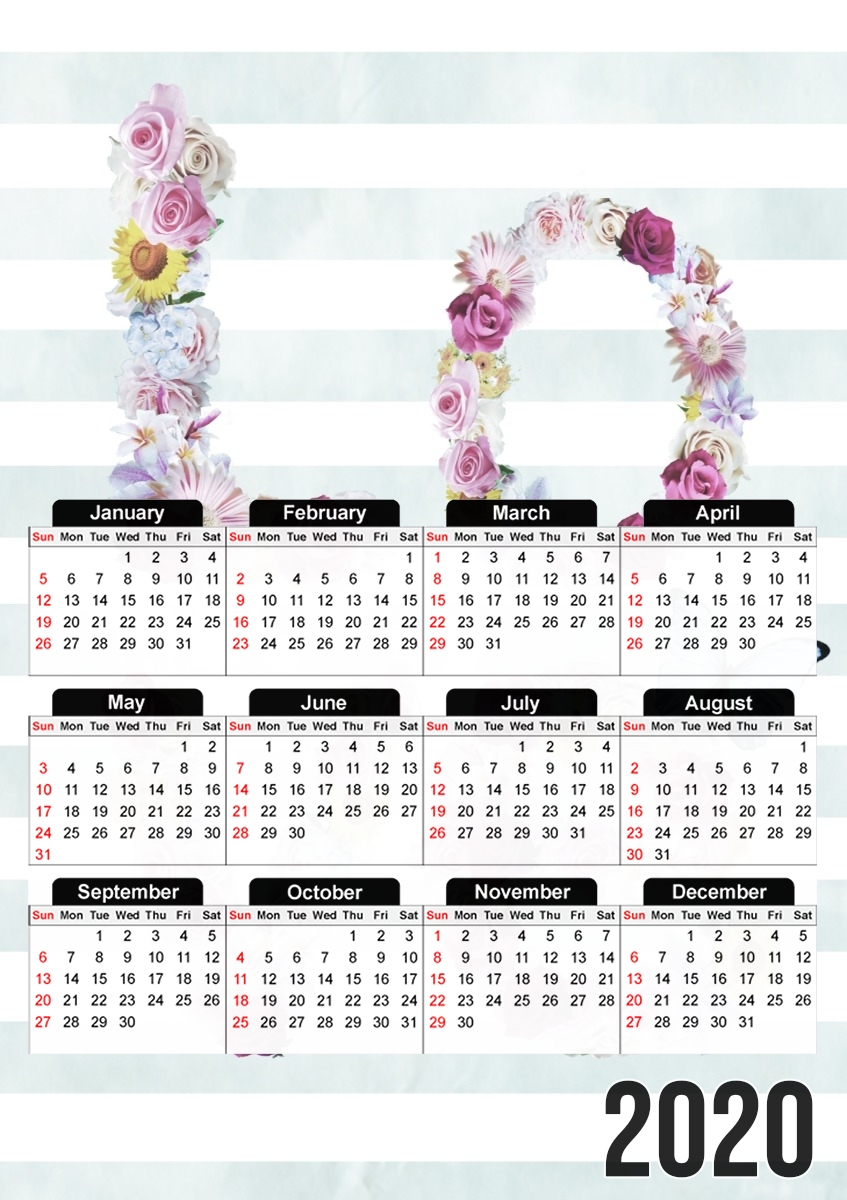  FLORAL LOVE para A3 Photo Calendar 30x43cm