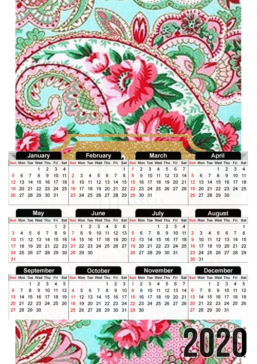  Floral Old Tissue - Je t'aime Mamie para A3 Photo Calendar 30x43cm