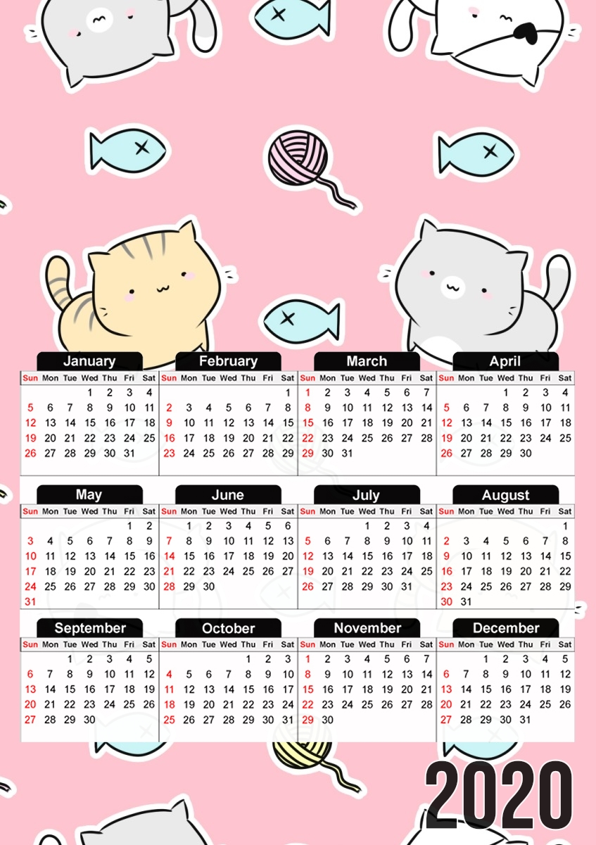  Fluffy Kittens para A3 Photo Calendar 30x43cm