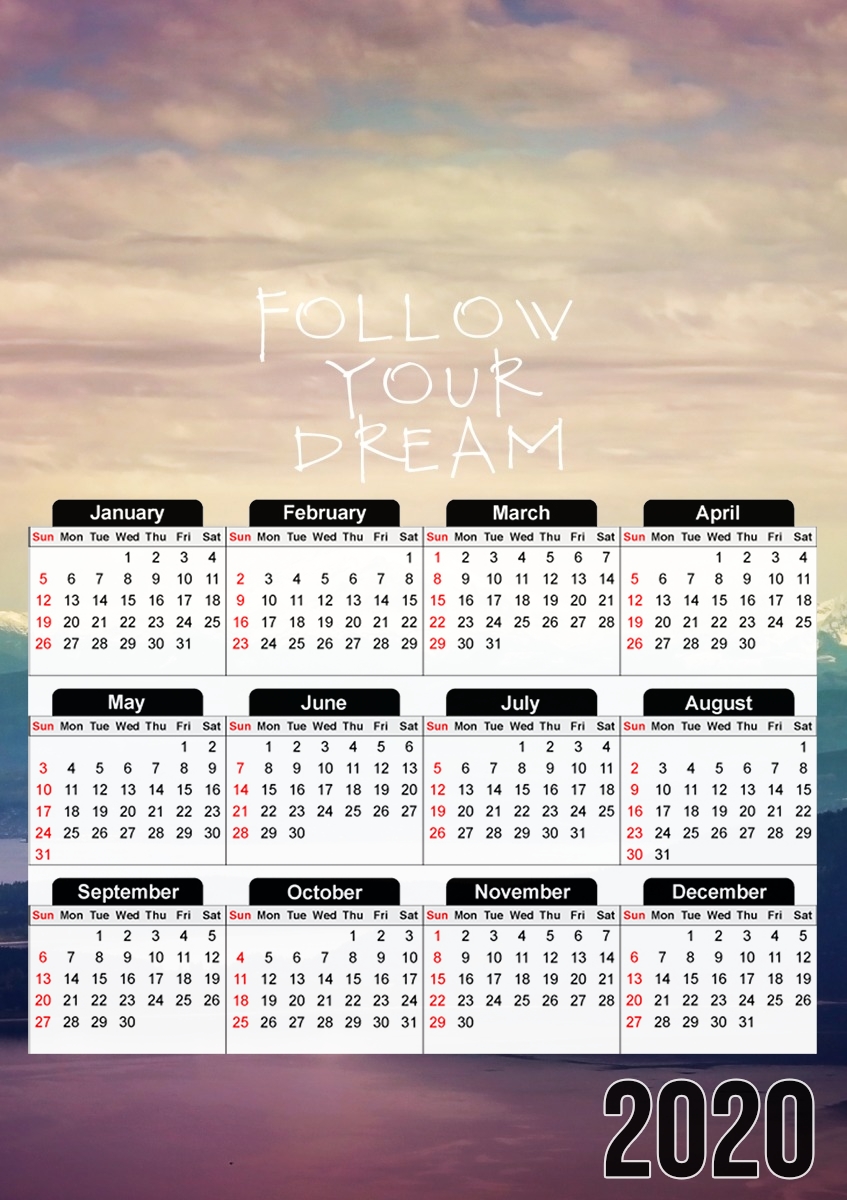  follow your dream para A3 Photo Calendar 30x43cm