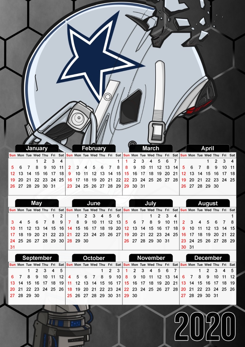  Football Helmets Dallas para A3 Photo Calendar 30x43cm