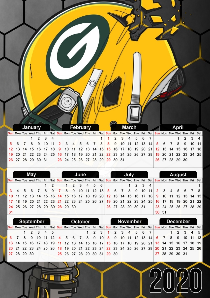  Football Helmets Green Bay para A3 Photo Calendar 30x43cm