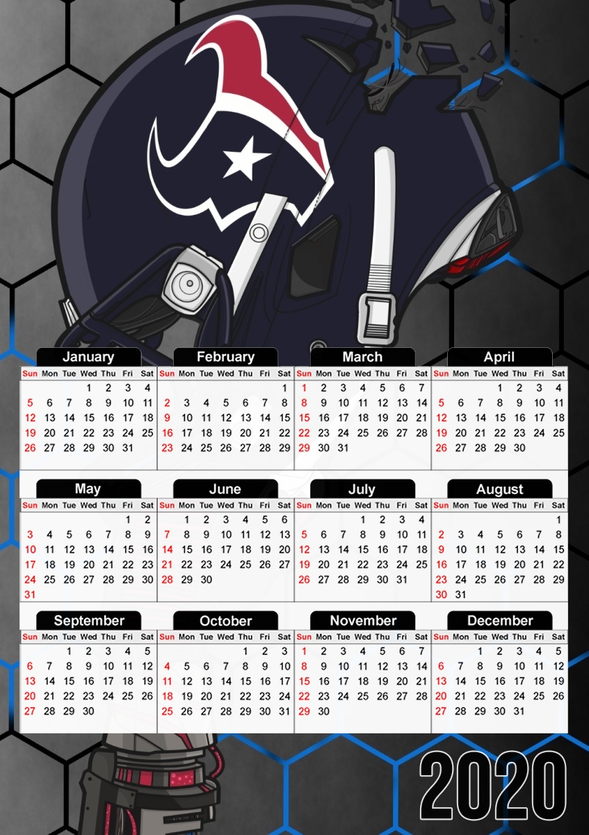  Football Helmets Houston para A3 Photo Calendar 30x43cm