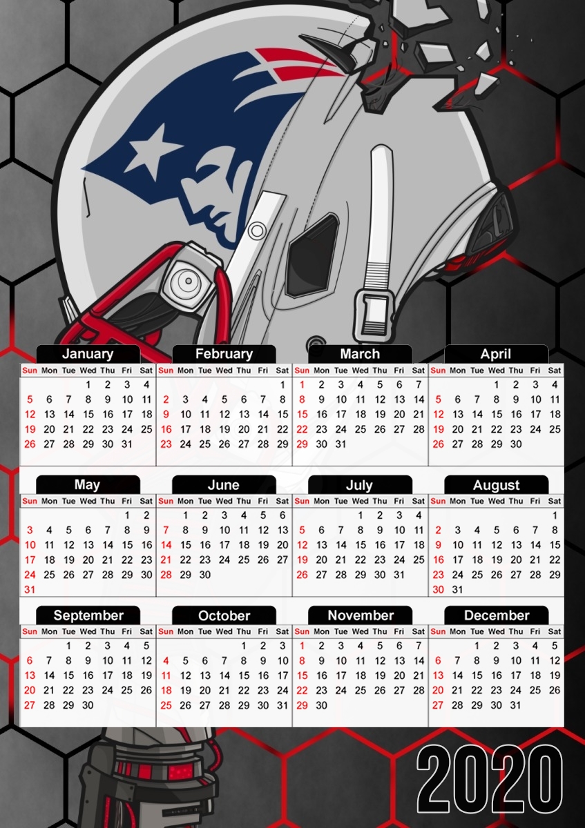  Football Helmets New England para A3 Photo Calendar 30x43cm