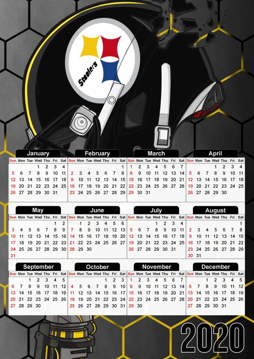  Football Helmets Pittsburgh para A3 Photo Calendar 30x43cm