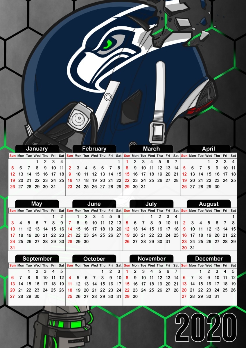  Football Helmets Seattle  para A3 Photo Calendar 30x43cm