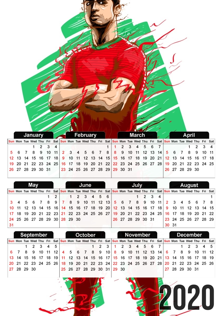  Football Legends: Cristiano Ronaldo - Portugal para A3 Photo Calendar 30x43cm