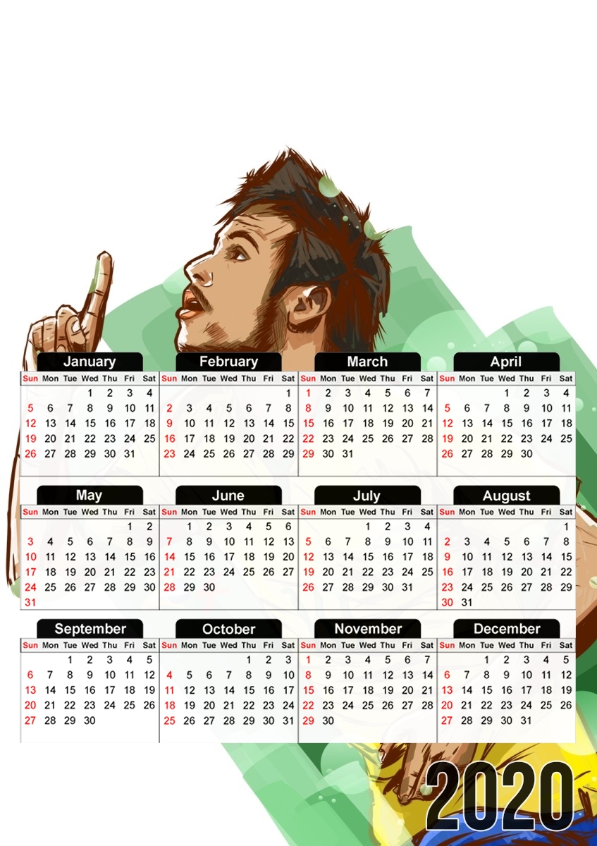  Football Stars: Neymar Jr - Brasil para A3 Photo Calendar 30x43cm