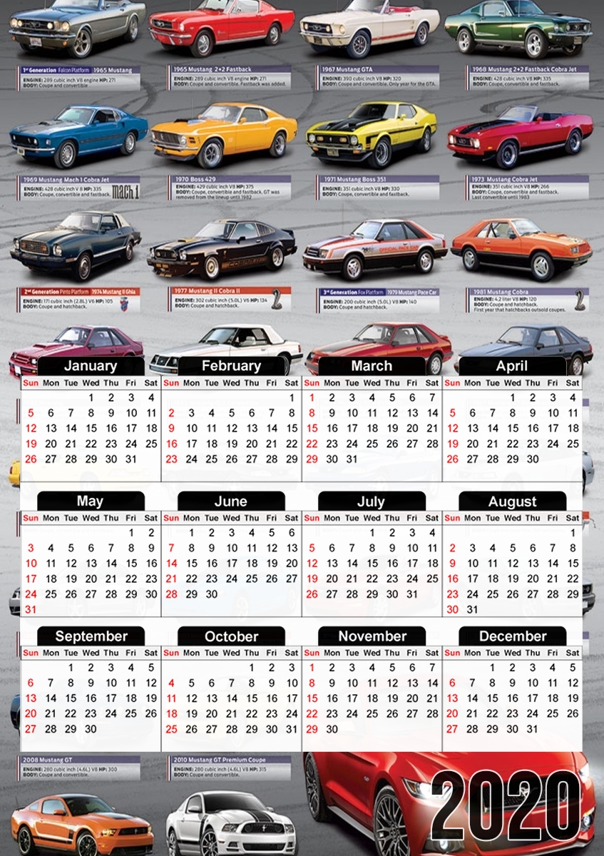  Ford Mustang Evolution para A3 Photo Calendar 30x43cm