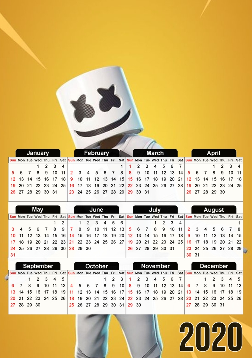  Fortnite Marshmello Skin Art para A3 Photo Calendar 30x43cm