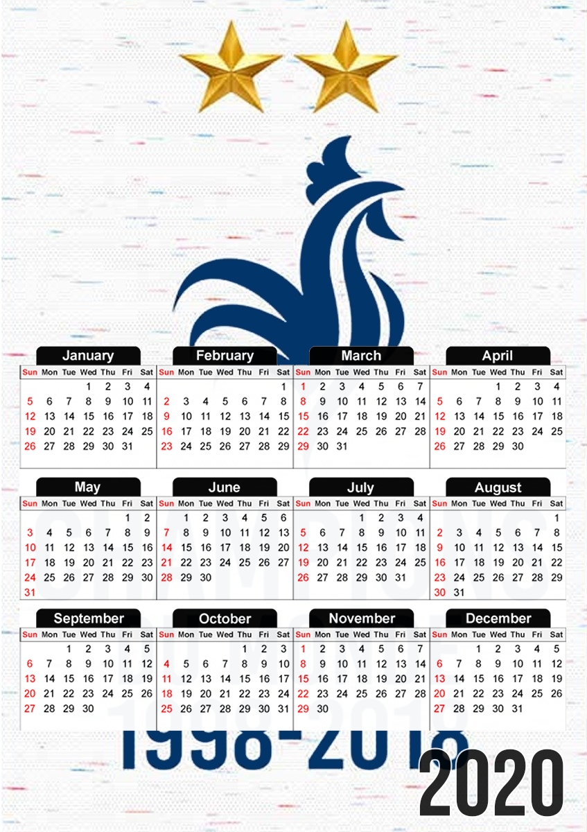  France 2 etoiles para A3 Photo Calendar 30x43cm