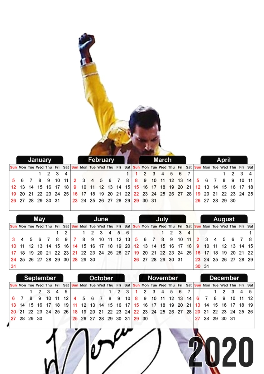  Freddie Mercury Signature para A3 Photo Calendar 30x43cm