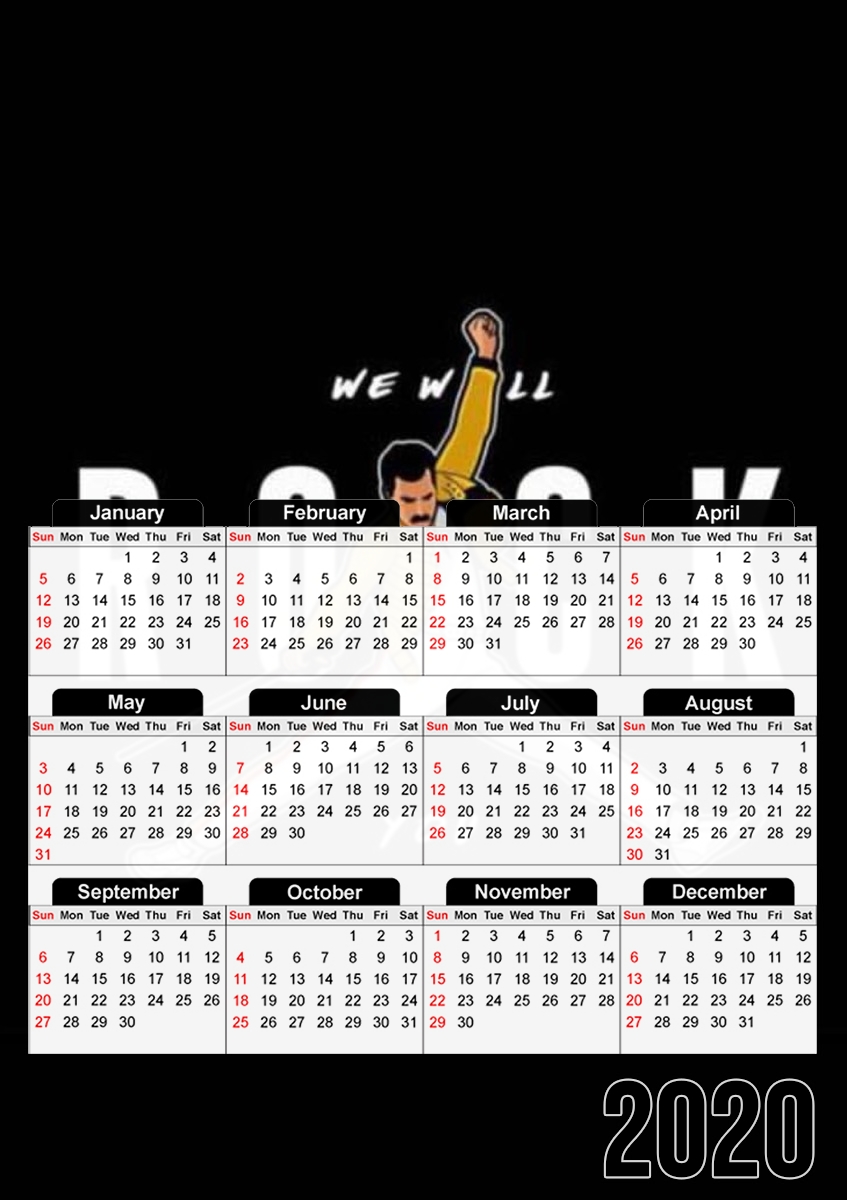  freddie mercury we will rock you para A3 Photo Calendar 30x43cm