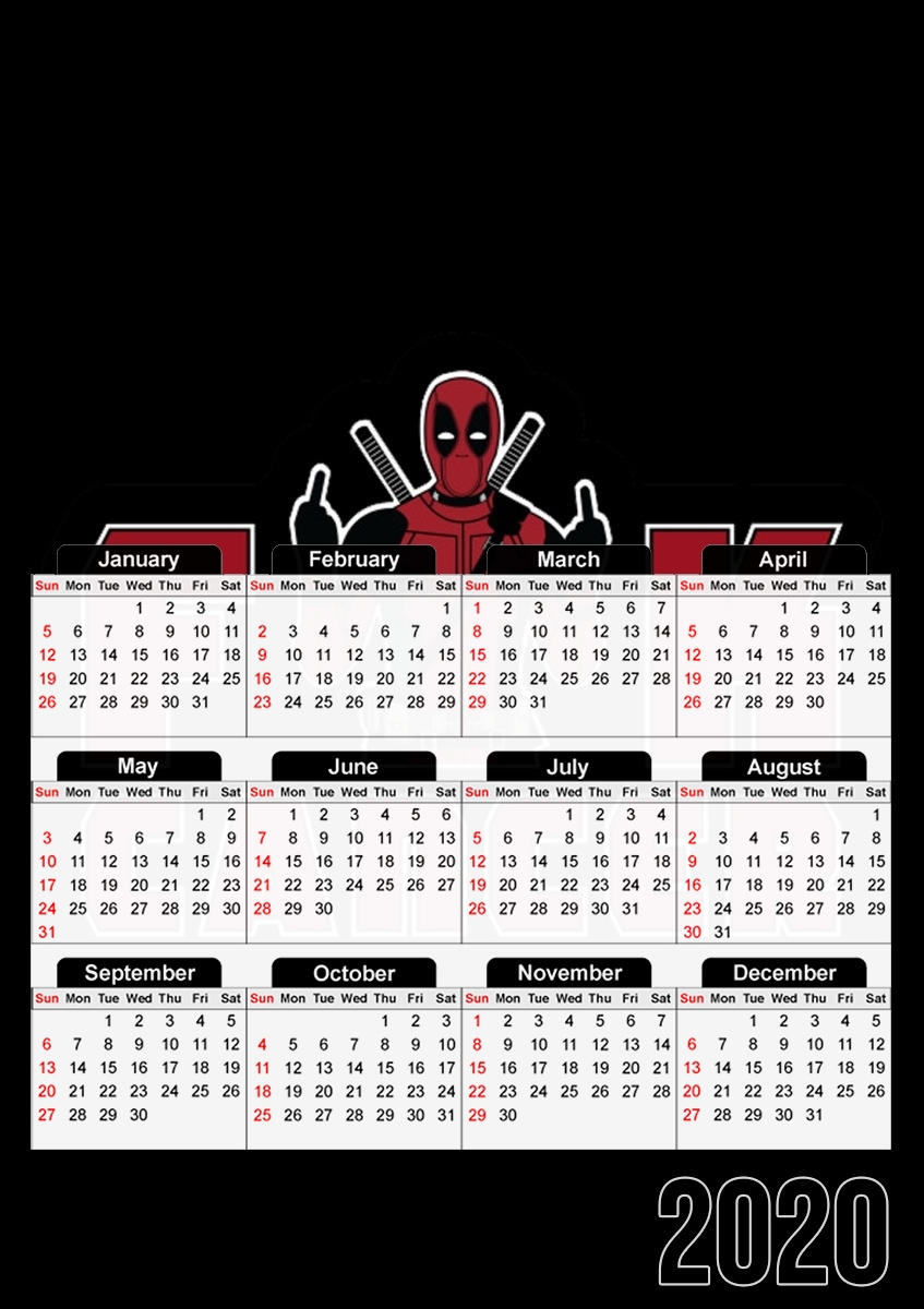  Fuck Cancer With Deadpool para A3 Photo Calendar 30x43cm