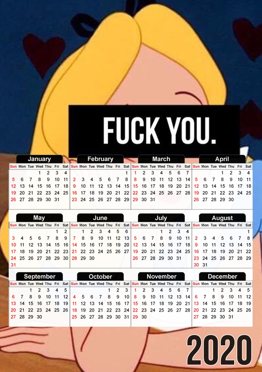  Fuck You Alice para A3 Photo Calendar 30x43cm