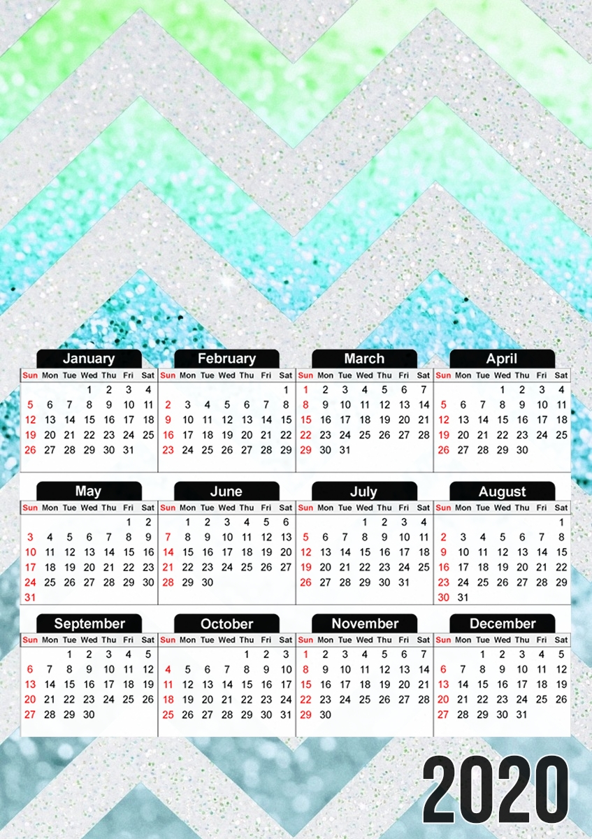  FUNKY CHEVRON BLUE para A3 Photo Calendar 30x43cm