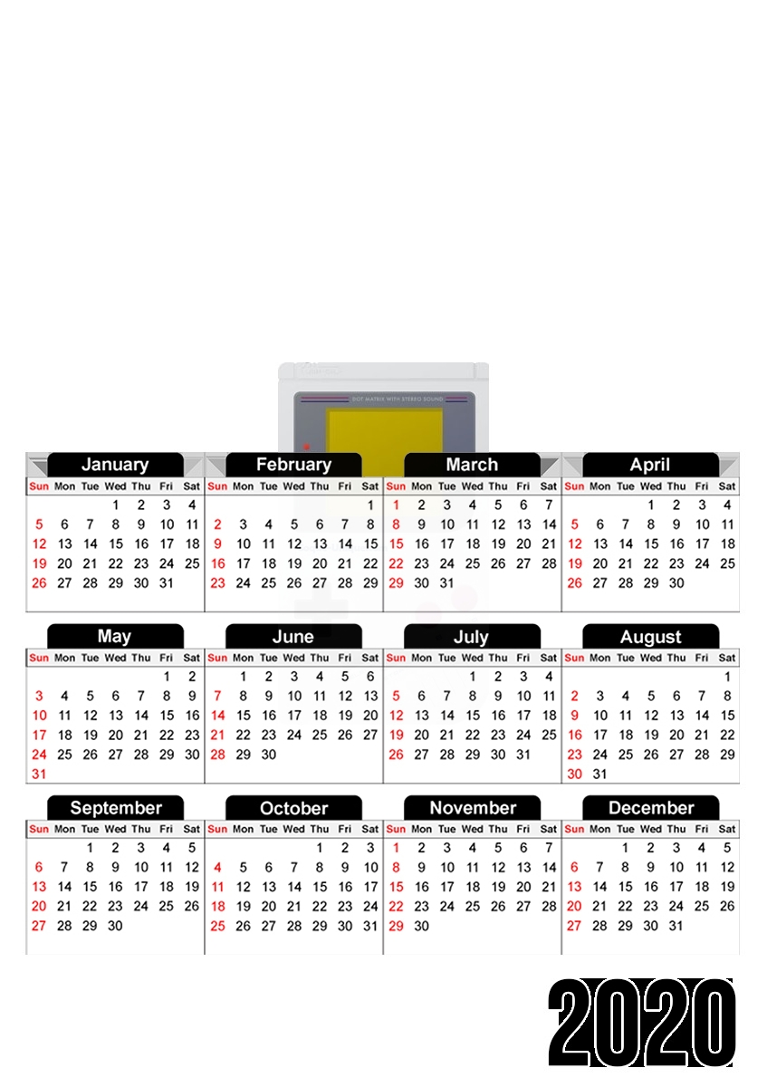  GameBoy Style para A3 Photo Calendar 30x43cm
