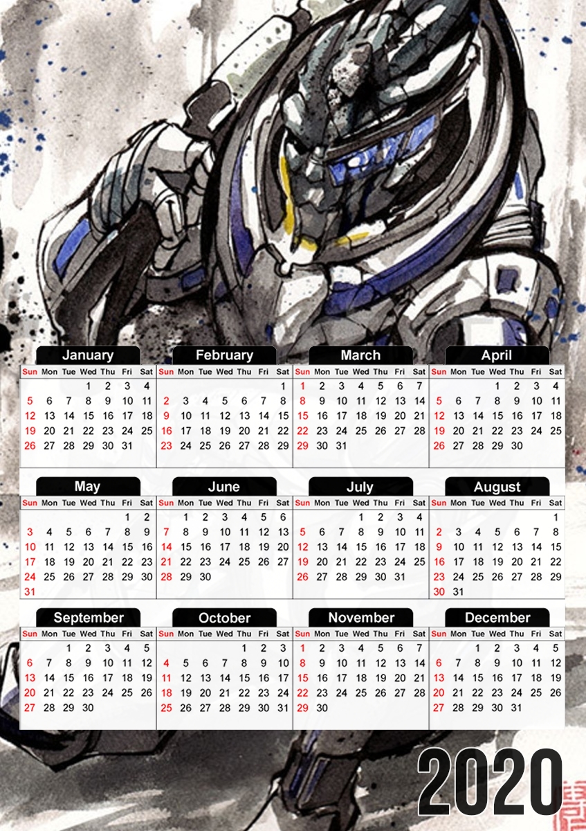  Garrus Vakarian Mass Effect Art para A3 Photo Calendar 30x43cm