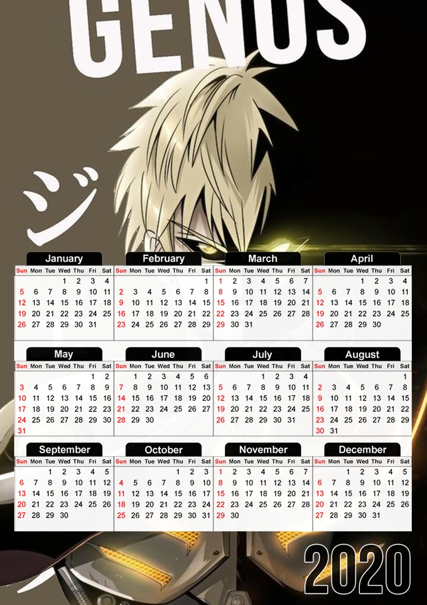  Genos one punch man para A3 Photo Calendar 30x43cm