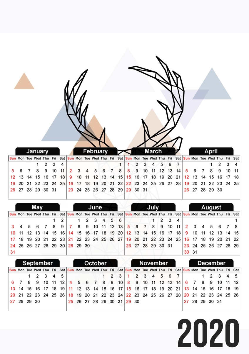  Geometric head of the deer para A3 Photo Calendar 30x43cm