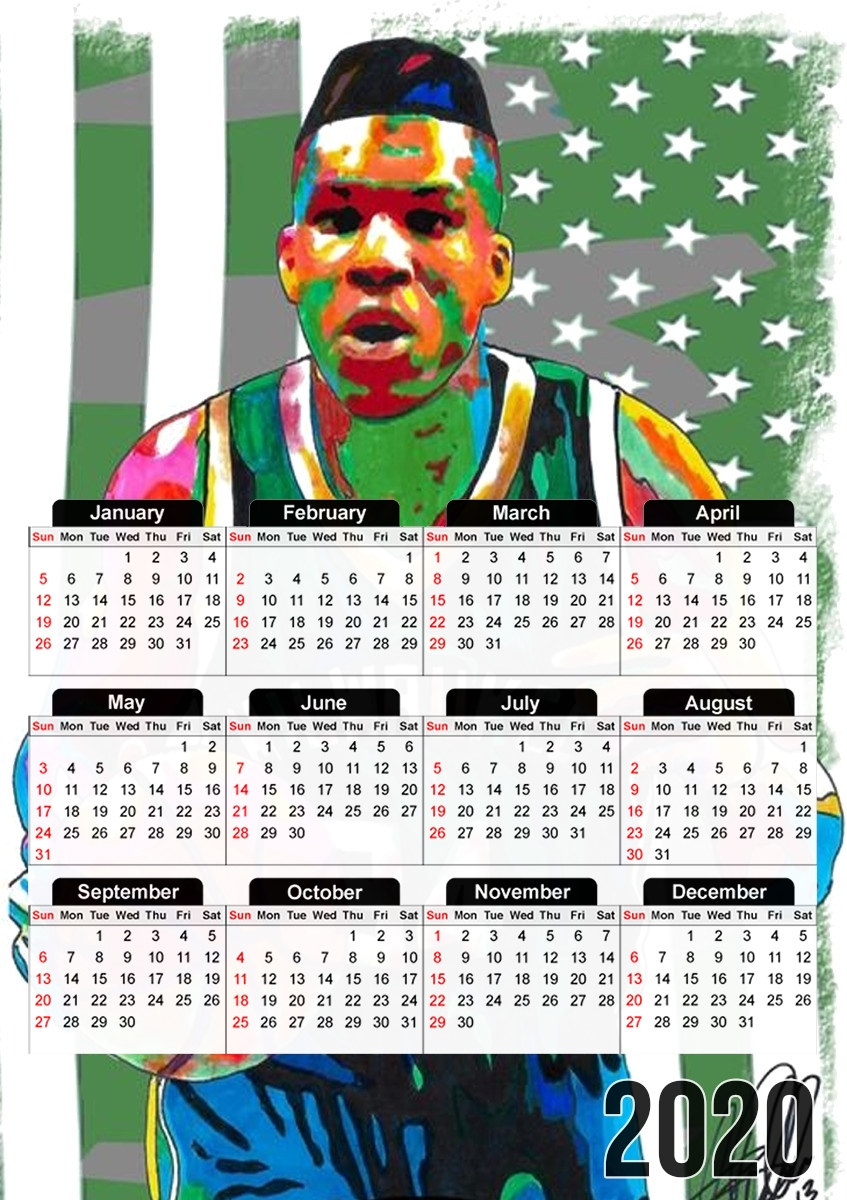  Giannis Antetokounmpo grec Freak Bucks basket-ball para A3 Photo Calendar 30x43cm