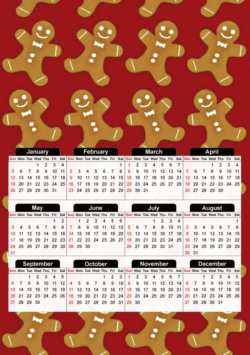  GINGERBREAD MEN para A3 Photo Calendar 30x43cm