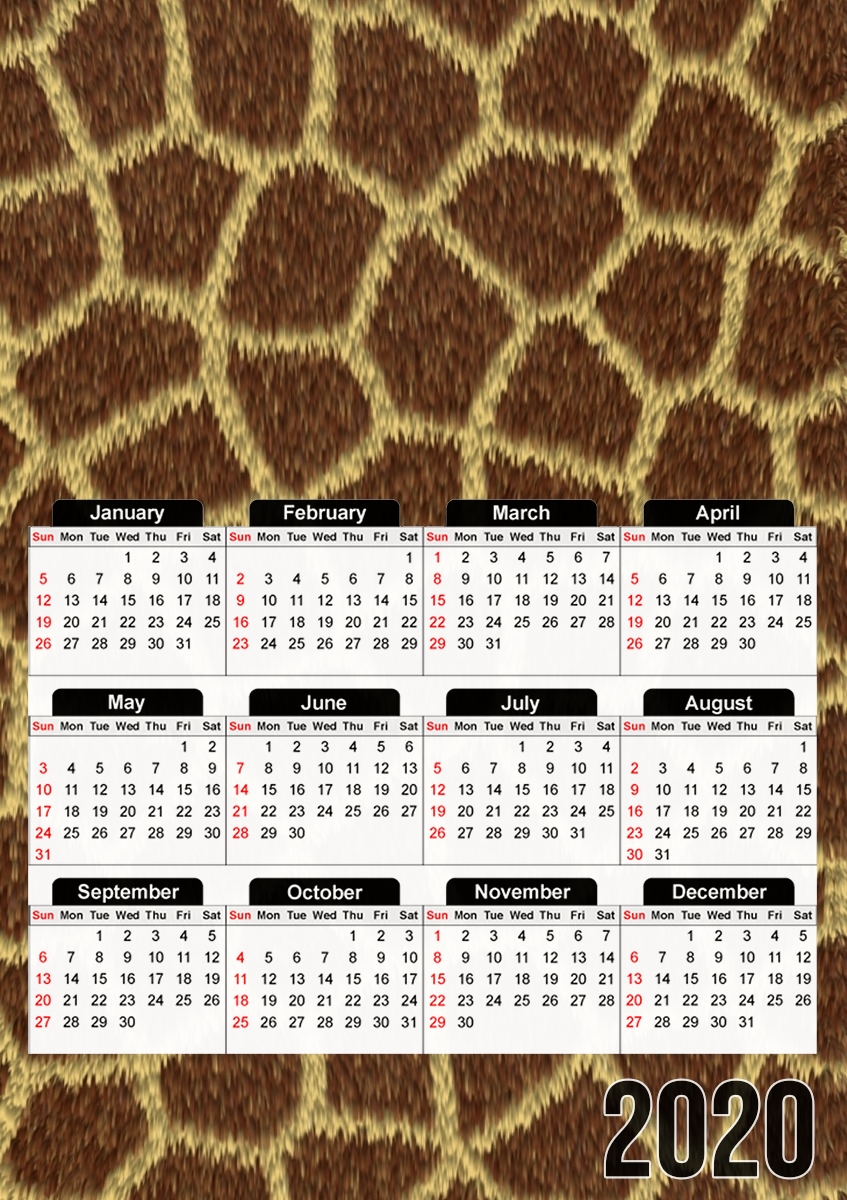  Giraffe Fur para A3 Photo Calendar 30x43cm