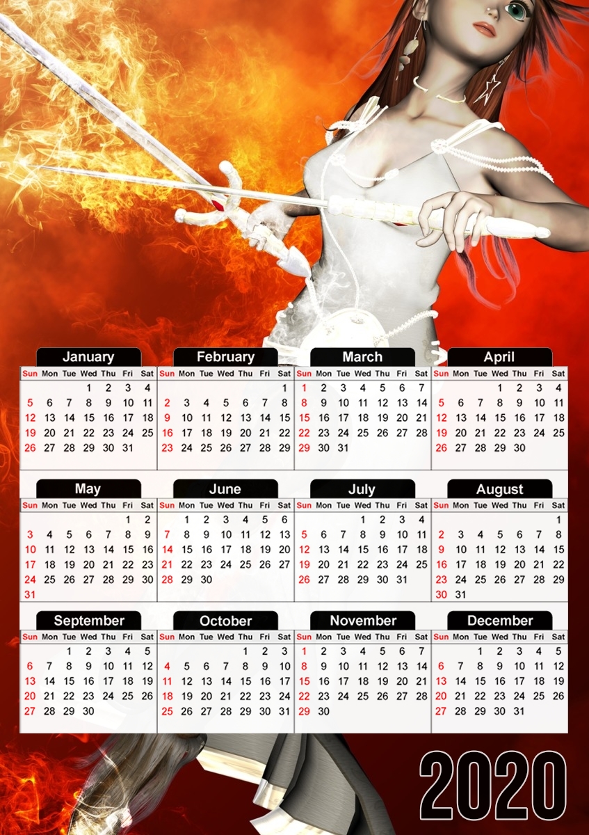  Girl with swords para A3 Photo Calendar 30x43cm